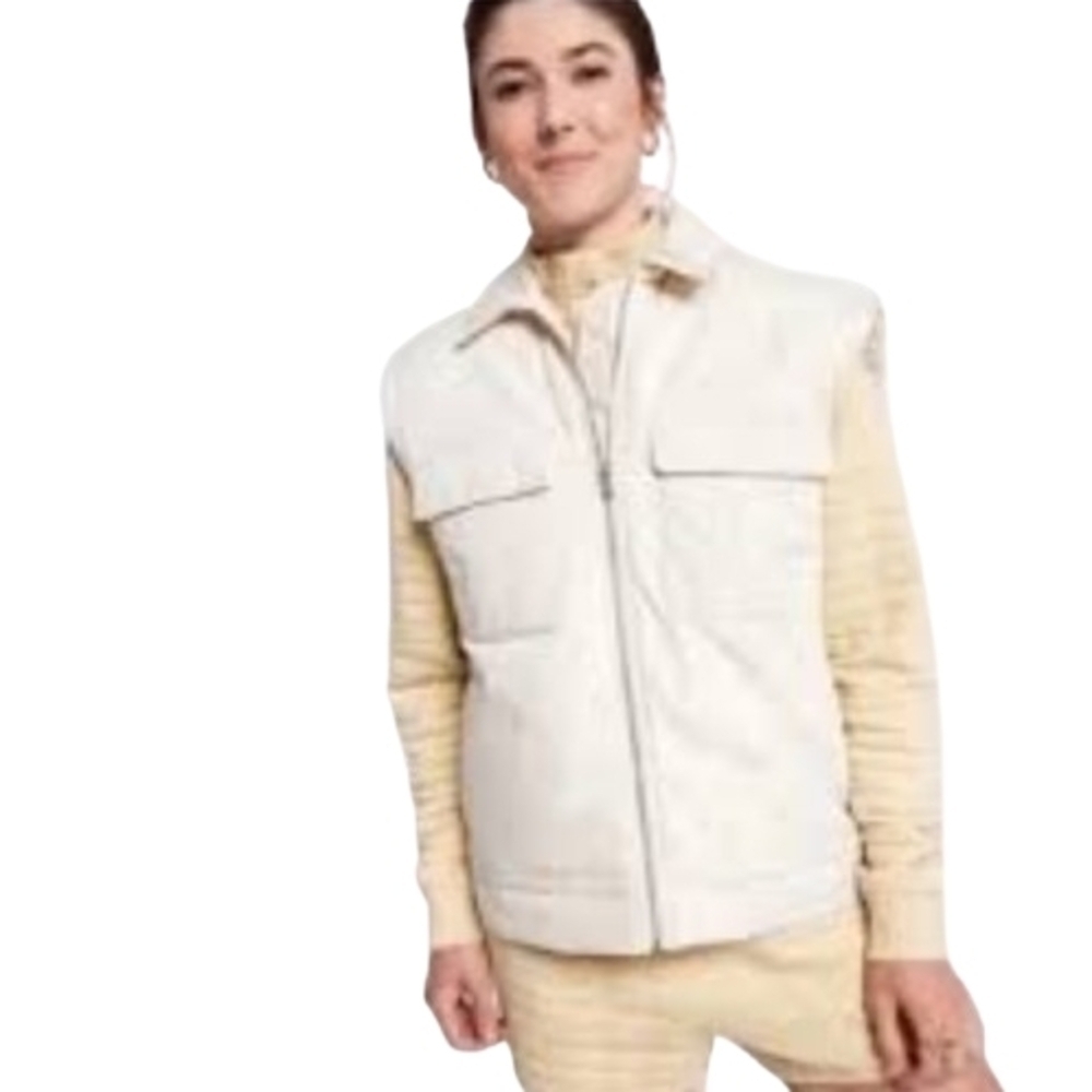 Calia by Carrie Underwood Cream Puffer Vest Butter Soft Size S Flap/Seam Pockets